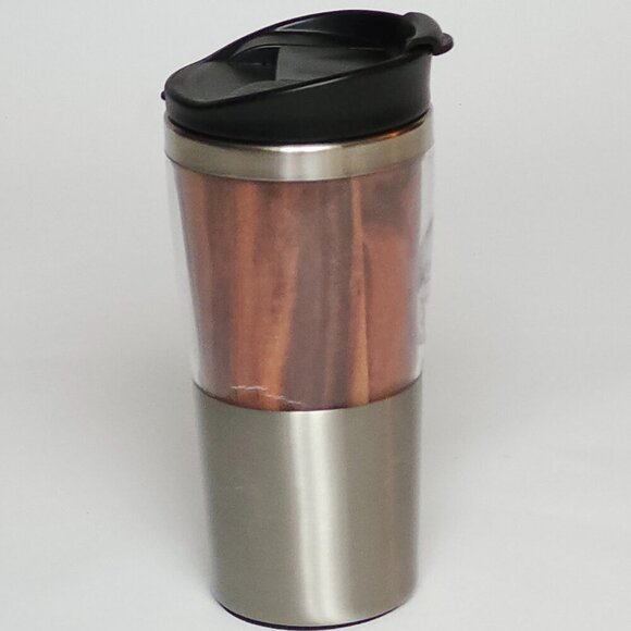Tim Hortons Tumbler Wood Grain Finish Stainless Steel Tumbler Travel Mug - Picture 3 of 12